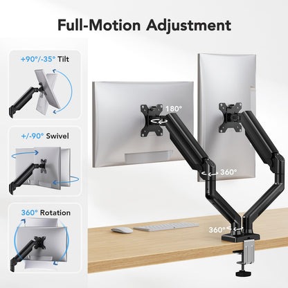 HUANUO Monitorhalterung 2 Monitore, Dual Monitorarm bis 32 Zoll