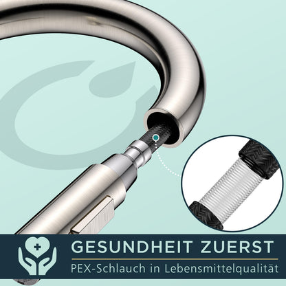FORIOUS Küchenarmatur mit herausziehbarer Brause, Edelstahl