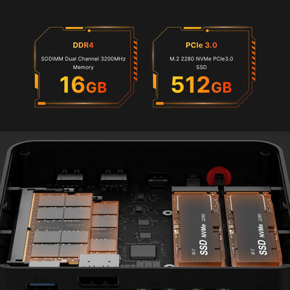 BOSGAME P4 Gaming-PC - Ryzen 7 5700U, 16GB RAM, 512GB SSD