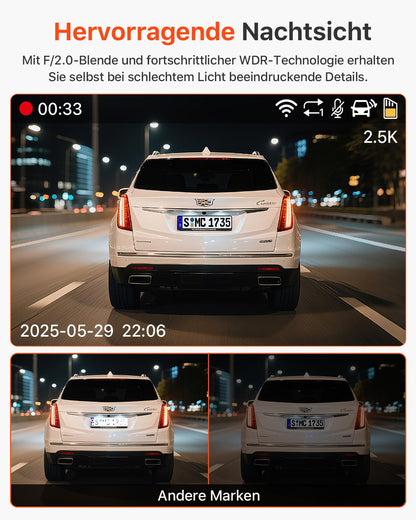 Bestsee M22pro 3-Kanal Dashcam Auto vorne hinten innen, 2.5K