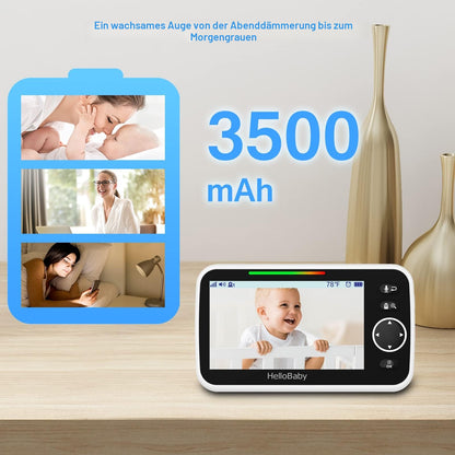 HelloBaby Babyphone mit Kamera, 5-Zoll-Display und Nachtsicht