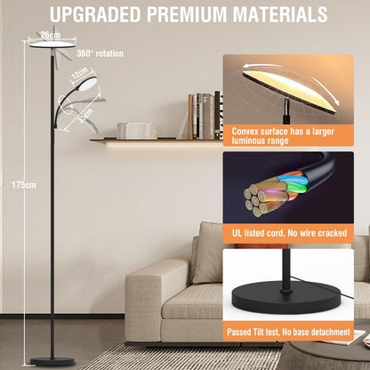marctronic LED Deckenfluter Stehlampe - Dimmbar Leselampe