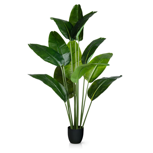 PASCH® Bananenbaum grosse Kunstpflanze, 160 cm hoch, mit grossen grünen Blättern. Dient als naturnahe Innendekoration.