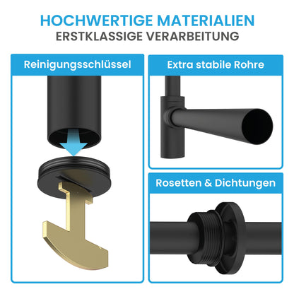 Bächlein Design Siphon Universal für Waschbecken, matt schwarz