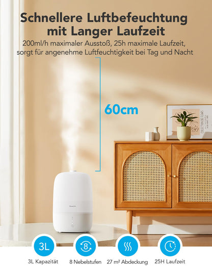 GoveeLife Smart Luftbefeuchter H7140, 3L Ultraschall mit Nachtlicht