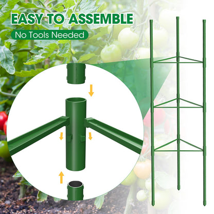 MQUPIN Tomaten Rankhilfe 130 cm Metall, 6 Stück, höhenverstellbar