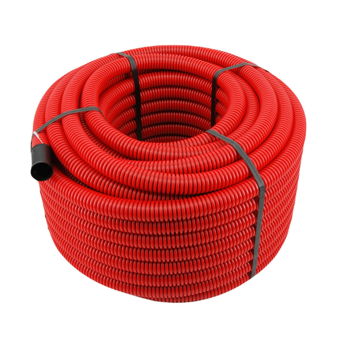 Erdwellrohr M32 mm Elektrorohr unterirdisch – Rot 50 Meter. Rotes, gewelltes Rohr zur unterirdischen Elektroinstallation.