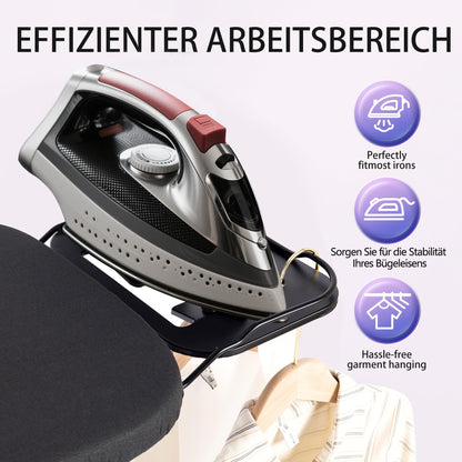Aoufottes Dampfbügelbrett höhenverstellbar, 120 x 38 cm, schwarz
