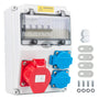 WSPIHO Baustromverteiler Wand IP44 – 2x16A 1P, 1x32A 3P LS. Grauer Wandkasten mit 2x CEE 16A/230V, 1x CEE 32A/400V. Stromverteilung Baustelle.
