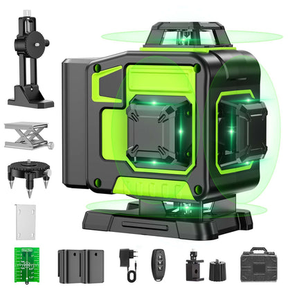 karzu GA-5 Kreuzlinienlaser 4x360° selbstnivellierend 16 Linien grün mit magnetischer Halterung und Mini-Stativ
