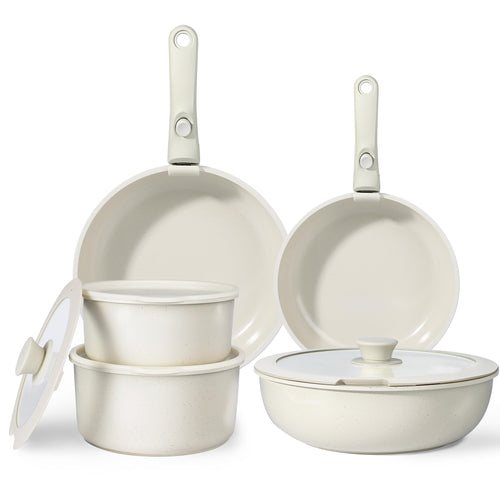 GiPP Topfset 11-teilig mit abnehmbarem Griff, Induktion, weiss, backofenfest und stapelbar