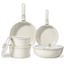 GiPP Topfset 11-teilig mit abnehmbarem Griff, Induktion, weiss, backofenfest und stapelbar