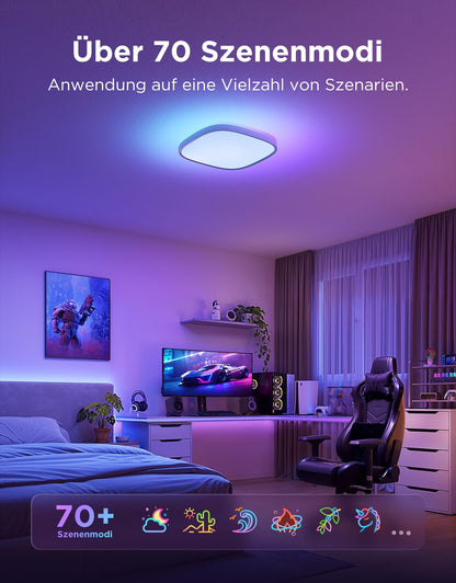Govee RGBIC Smart LED-Deckenleuchte, 24 W, dimmbar, 30 cm