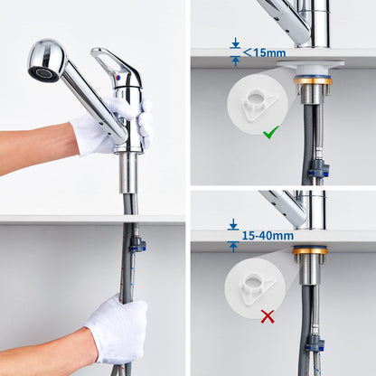 Auralum Küchenarmatur ausziehbar mit Brause, 360° schwenkbar, Chrom
