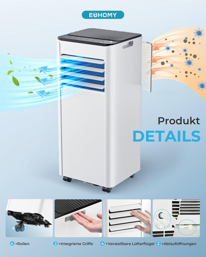 EUHOMY Mobile Klimaanlage 9000 BTU 4-in-1 mit Abluftschlauch