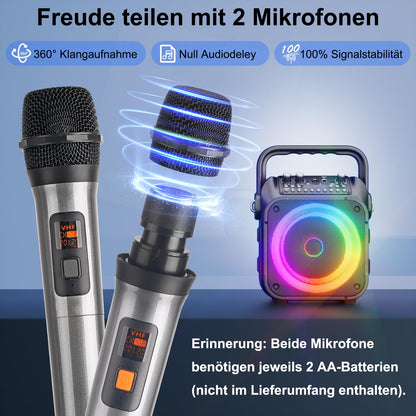 Singingmate K9M Karaoke-Maschine Bluetooth mit 2 kabellosen Mikrofonen