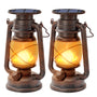 Hzitcigm Solarlaterne Vintage LED mit Flammeneffekt, 2er-Set im antiken Kupferlook mit Tragegriff