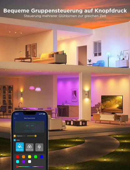 Govee Smart LED Glühbirne GU10 RGBWW, dimmbar, WLAN, 4er-Set