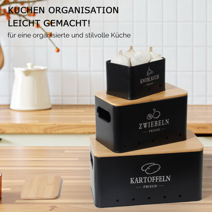 GREELUE Kartoffel-Aufbewahrungsbox 3er Set für Zwiebeln & Knoblauch