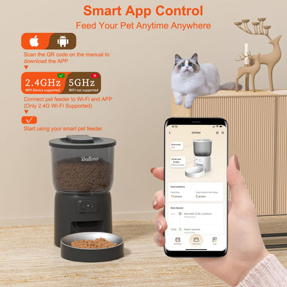 Balimo Futterautomat Katze 3L, WiFi Futterspender mit App-Steuerung