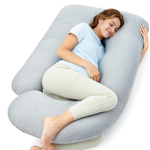 Momcozy Schwangerschaftskissen U-förmig mit Kühleffekt 145cm, Kristallvelours-Bezug
