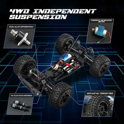 DEERC 9205E RC Auto 1:10 4WD Monstertruck, 48 km/h, 2 Akkus
