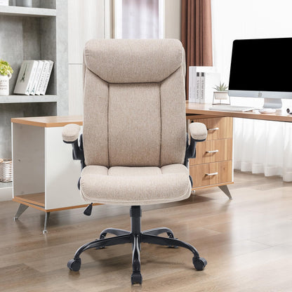 MZLEE Ergonomischer Bürostuhl Computerstuhl Arbeitsstuhl Beige Stoff