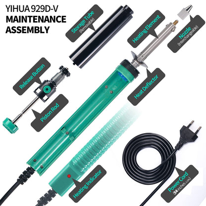 YIHUA 929D-V Elektrischer Entlötkolben mit Entlötpumpe und 3 Düsen