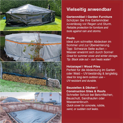 Folienkönig Silofolie Abdeckplane - 6x10m Schwarz/Weiss