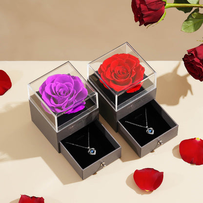ADDWel Ewige Rose Rot mit Spieluhr und Silberkette 925 Geschenkset