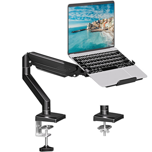 MOUNTUP EU3717 Monitorhalterung mit Laptopablage 2-in-1, bis 10 kg, mit Gasfederarm