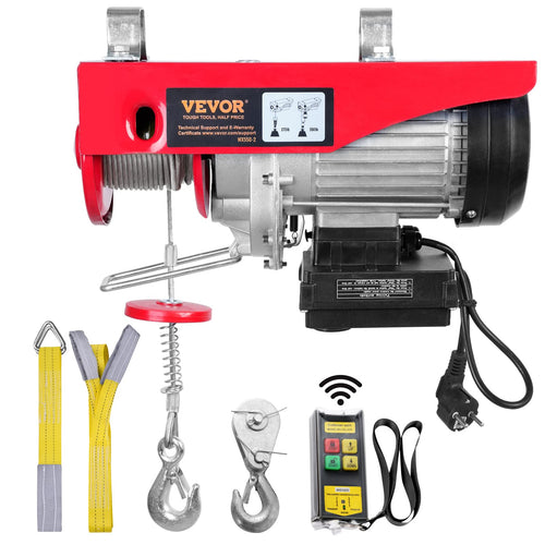 VEVOR elektrische Seilwinde 125/250kg mit Fernbedienung. Kompaktes Metallgehäuse. Zum Heben/Ziehen von Lasten bis 250kg.