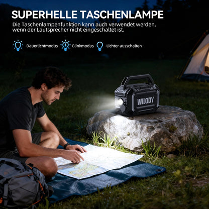 Wilody 100W Bluetooth Lautsprecher tragbar, IPX7 wasserdicht, Schwarz