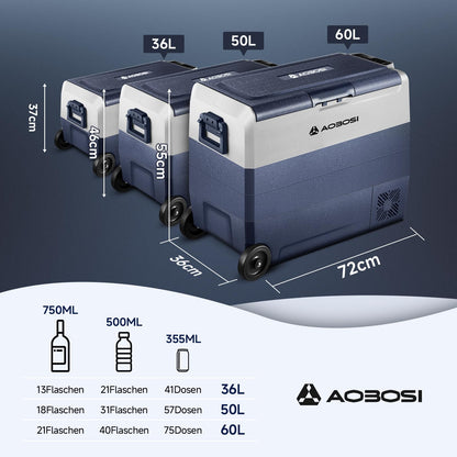 AAOBOSI Kompressor Kühlbox 60 L Dual Zone mit App-Steuerung