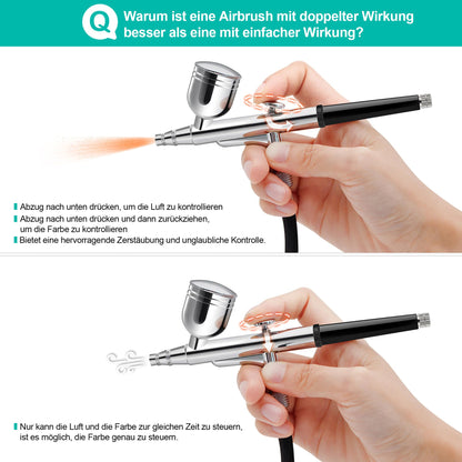 Powate 40 PSI Dual Action Airbrush Set mit Kompressor