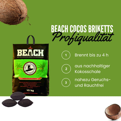 BlackSellig Beach Kokos Grillbriketts 20 kg für BBQ & Smoker