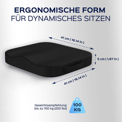 bonmedico Orthopädisches Sitzkissen Memory Foam Schwarz 41x41x5 cm