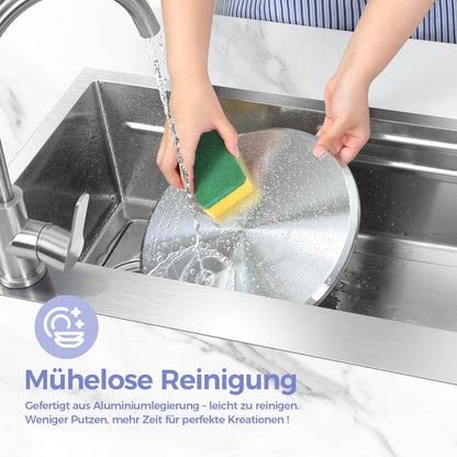 Ohuhu Tortenplatte drehbar, Aluminium Drehteller 30 cm mit Zubehör