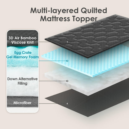 EHEYCIGA Gel Topper 160x200 cm Memory Foam Matratzentopper, Dunkelgrau