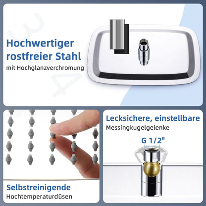 HardiValue Regendusche Duschkopf Edelstahl mit Anti-Kalk-Düsen, Chrom