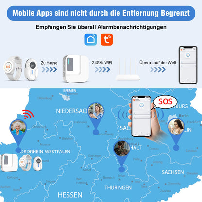 DAYTEE Notrufknopf für Senioren, WLAN Hausnotruf Set mit Empfänger