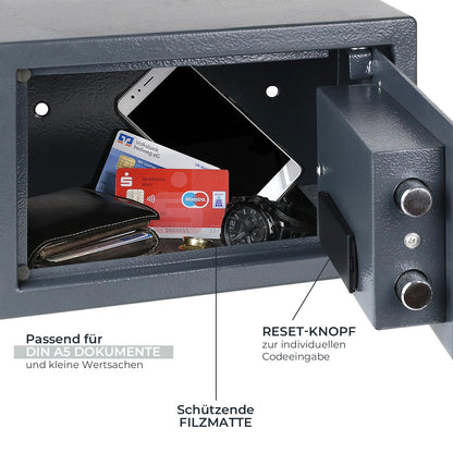 HMF Möbeltresor mit Zahlenschloss, Safe für DIN A5, Anthrazit