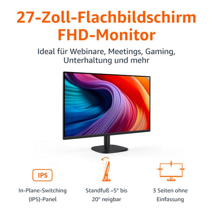 Amazon Basics Monitor 27 Zoll FHD 1080p 100 Hz Schwarz