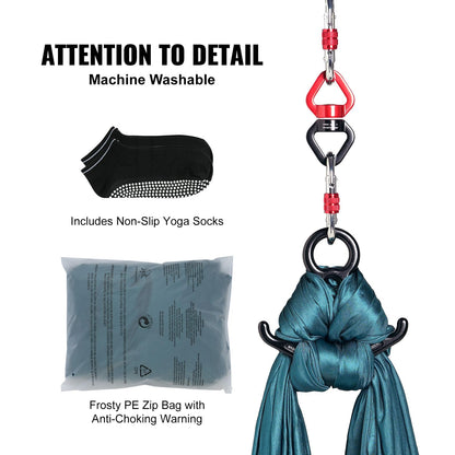 VEVOR Aerial Yoga Hängematte Nylon Grün 8 x 2,8 m bis 1000 kg