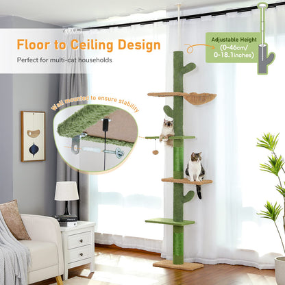 PAWZ Road Kaktus Kratzbaum – Höhenverstellbar 229-275cm, 5 Ebenen