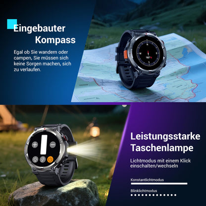 Blackview W50 Pro Smartwatch Herren, 100 Tage Akku, Kompass, IP68