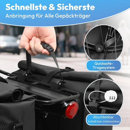 GUOOTU Gepäckträgertaschen 2er Set 56L - Schwarz