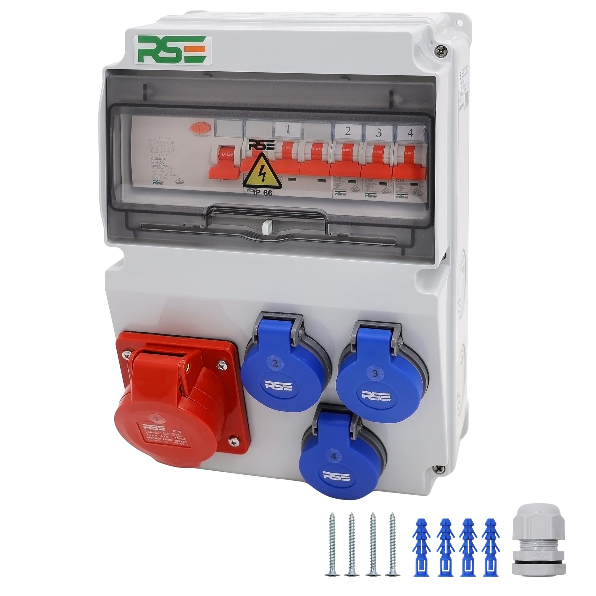 Baustromverteiler Wand Zähler IP65 - 1x16A 3x230V CEE LS FI. Robuster, grauer Wandverteiler mit Zähler. Sichert Baustromverteilung auf Baustellen.