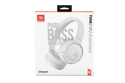 JBL Tune 510BT On-Ear-Kopfhörer kabellos mit Pure Bass, Weiss