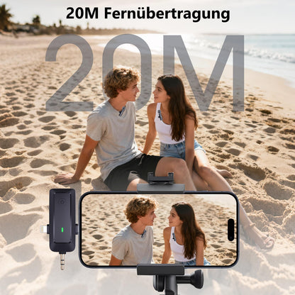 QINOJA K30 Wireless Lavalier Mikrofon mit 4-in-1 Empfänger